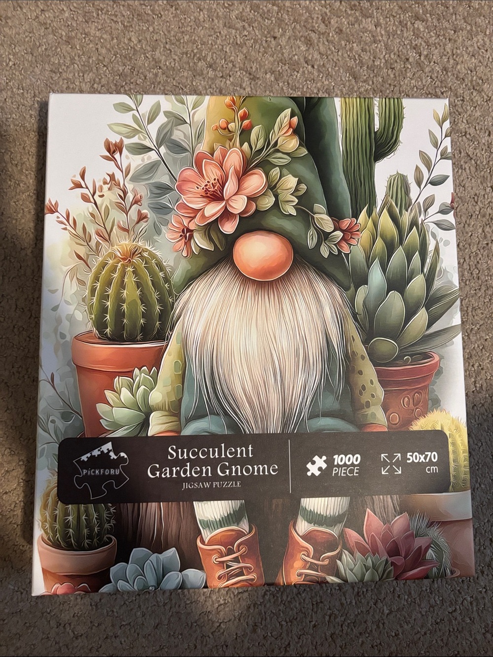 Succulent Garden Gnome 1000 piece jigsaw puzzle
